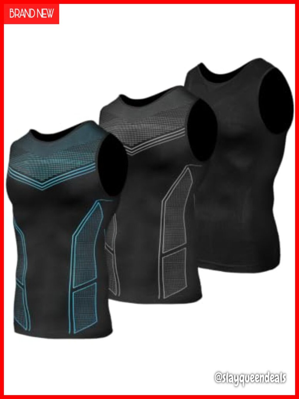 Men's Compression Tank Top Slimming Body Shaper Workout Vest 3 Pack